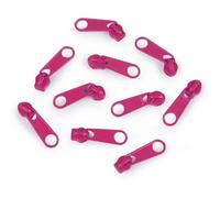 10x Curseur N°3 Non Verrouillable Pour Fermeture Éclair À Glissière Spirale Zipper Tirette Métal Idéal Jupe Vêtement, Rose Foncé
