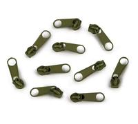 cyclingcolors 10x Curseur N°3 Non Verrouillable pour Fermeture éclair à Glissière Spirale Zipper Tirette Métal idéal Jupe Vêtement Robe Maroquinerie Confection Coussin, olive verte