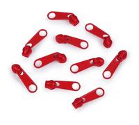 10x Curseur N°3 Non Verrouillable Pour Fermeture Éclair À Glissière Spirale Zipper Tirette Métal Idéal Jupe Vêtement, Rouge