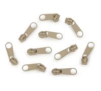 10x Curseur N°3 Non Verrouillable Pour Fermeture Éclair À Glissière Spirale Zipper Tirette Métal Idéal Jupe Vêtement Brun Naturel