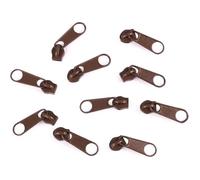 10x Curseur N°3 Non Verrouillable Pour Fermeture Éclair À Glissière Spirale Zipper Tirette Métal Idéal Jupe Vêtement, Marron