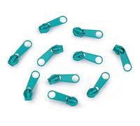 cyclingcolors 10x Curseur N°3 Non Verrouillable pour Fermeture éclair à Glissière Spirale Zipper Tirette Métal idéal Jupe Vêtement Robe Maroquinerie Confection Coussin, bleu turquoise