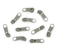 cyclingcolors 10x Curseur N°3 Non Verrouillable pour Fermeture éclair à Glissière Spirale Zipper Tirette Métal idéal Jupe Vêtement Robe Maroquinerie Confection Coussin, poussière