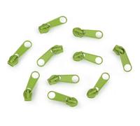 10x Curseur N°3 Non Verrouillable Pour Fermeture Éclair À Glissière Spirale Zipper Tirette Métal Idéal Jupe Vêtement, Vert Lumineux