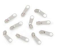 10x Curseur N°3 Non Verrouillable Pour Fermeture Éclair À Glissière Spirale Zipper Tirette Métal Idéal Jupe Vêtement, Crème