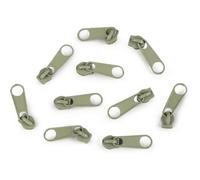 10x Curseur N°3 Non Verrouillable Pour Fermeture Éclair À Glissière Spirale Zipper Tirette Métal Idéal Jupe, Crème Gris Foncé