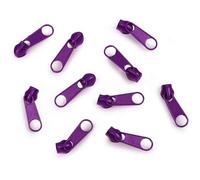10x Curseur N°3 Non Verrouillable Pour Fermeture Éclair À Glissière Spirale Zipper Tirette Métal Idéal Jupe Vêtement, Violet