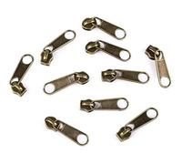 10x Curseur N°3 Non Verrouillable Pour Fermeture Éclair À Glissière Spirale Zipper Tirette Métal Idéal Jupe, Laiton Vintage