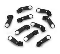 cyclingcolors 10x Curseur N°5 Non Verrouillable pour Fermeture éclair à Glissière Spirale Zipper Tirette Métal idéal Jupe Vêtement Robe Maroquinerie Confection Coussin, noir