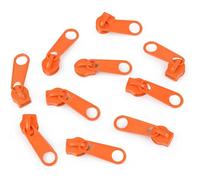 cyclingcolors 10x Curseur N°5 Non Verrouillable pour Fermeture éclair à Glissière Spirale Zipper Tirette Métal idéal Jupe Vêtement Robe Maroquinerie Confection Coussin, orange