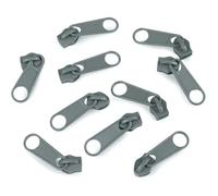 10x Curseur N°5 Non Verrouillable Pour Fermeture Éclair À Glissière Spirale Zipper Tirette Métal Idéal Jupe Vêtement, Gris