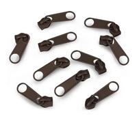 10x Curseur N°5 Non Verrouillable Pour Fermeture Éclair À Glissière Spirale Zipper Tirette Métal Idéal Jupe Vêtement, Chocolat