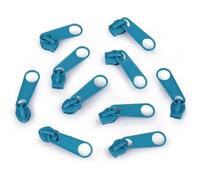 10x Curseur N°5 Non Verrouillable Pour Fermeture Éclair À Glissière Spirale Zipper Tirette Métal Idéal Jupe Vêtement, Bleu Turquoise