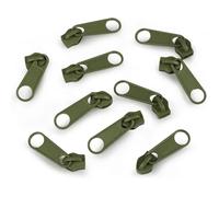 10x Curseur N°5 Non Verrouillable Pour Fermeture Éclair À Glissière Spirale Zipper Tirette Métal Idéal Jupe Vêtement, Vert Gris