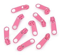 10x Curseur N°5 Non Verrouillable Pour Fermeture Éclair À Glissière Spirale Zipper Tirette Métal Idéal Jupe Vêtement, Rose Moyen