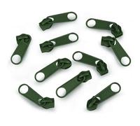 10x Curseur N°5 Non Verrouillable Pour Fermeture Éclair À Glissière Spirale Zipper Tirette Métal Idéal Jupe Vêtement, Vert Pin