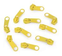 cyclingcolors 10x Curseur N°5 Non Verrouillable pour Fermeture éclair à Glissière Spirale Zipper Tirette Métal idéal Jupe Vêtement Robe Maroquinerie Confection Coussin, jaune
