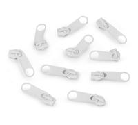 10x Curseur N°5 Non Verrouillable pour Fermeture éclair à Glissière Spirale Zipper Tirette Métal idéal Jupe Vêtement, blanc