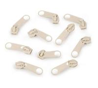 10x Curseur N°5 Non Verrouillable Pour Fermeture Éclair À Glissière Spirale Zipper Tirette Métal Idéal Jupe Vêtement, Crème Clair