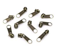 10x Curseur N°5 Non Verrouillable pour Fermeture éclair à Glissière Spirale Zipper Tirette Métal idéal Jupe laiton vintage