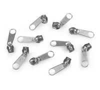 cyclingcolors 10x Curseur N°5 Non Verrouillable pour Fermeture éclair à Glissière Spirale Zipper Tirette Métal idéal Jupe Vêtement Robe Maroquinerie Confection Coussin, nickel