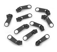 10x Curseur N°5 Non Verrouillable Pour Fermeture Éclair À Glissière Spirale Zipper Tirette Métal Idéal Jupe Vêtement, Gris Mat