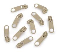 cyclingcolors 10x Curseur N°5 Non Verrouillable pour Fermeture éclair à Glissière Spirale Zipper Tirette Métal idéal Jupe Vêtement Robe Maroquinerie Confection Coussin, brun naturel