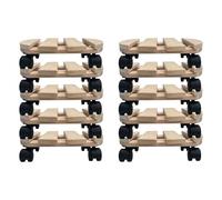 10x Dessous de plat à roulettes rond Rouleau à plantes 30x30 cm - charge max. 120 kg - en bois de hêtre - Stable & robuste - Pour pots de plantes, meubles & objets lourds