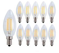 10X E14 Forme Bougie LED 4W Filament Ampoule LED Lampe Blanc Chaud 2700k Flame E27 Lampe 400LM Non Dimmable AC220-240V
