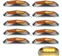 10x Feux de Gabarit Marqueur Position Latéral 12V Orange/Ambre avec Cadre Chromé Feu de Dégagement Côté Latéral pour Camion Remorque Machines Agricoles Fourgon Bus