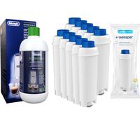 10x filtres à eau + Delonghi 500ml ecoDecalk détartrant de Wesper compatible avec Delonghi DLS C002