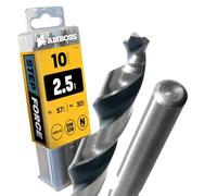 10x foret hélicoïdal Step Force Ø2,5 mm - HSS-G DIN 338 pour acier, acier de construction, aluminium, métaux non ferreux AMBOSS WERKZEUGE® foret pour tôles, profilés - Hexagonal pour perceuse