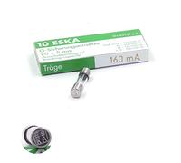 10x Fusible temporisé (T) en verre 160mA / 250VAC 5x20mm