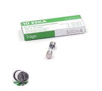 10x Fusible temporisé (T) en verre 500mA / 250VAC 5x20mm