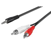 10X Goobay 50196 Câble adaptateur audio AUX, jack 3,5 mm vers RCA mâle stéréo, 3 m, noir - jack 3,5 mm mâle (3 broches, stéréo) > 2x RCA mâles (audio gauche/droite)