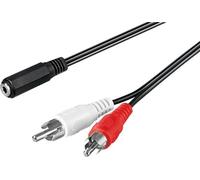 10X Goobay 50442 Adaptateur de câble audio 3,5 mm femelle vers RCA mâle, 1.4 m, noir - jack 3,5 mm femelle (3 broches, stéréo) > 2x RCA mâle (audio gauche/droite)