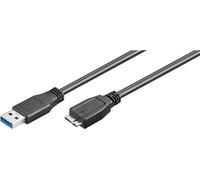 10X Goobay 95026 Câble USB 3.0 SuperSpeed, noir, 1,8 m - USB 3.0 mâle (type A) > USB 3.0 micro mâle (type B)