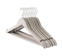 10x Gris Cintres en Bois - Adulte Garde-Robe Placard Costume Vêtements Stockage Ensemble avec Crochet en Métal, Rail de Pantalon - par Harbour Housewares