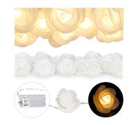 10x Guirlandes lumineuses blanches roses LED Pour anniversaires jeu de 20 roses