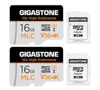 [10x Haute Endurance] GIGASTONE Industriel MLC Carte Mémoire 16 Go, Lot de 2 Cartes, pour Caméra de Surveillance, Dashcam, 4K Vidéo, Vitesse 95 Mo/s, U3 V30 [5 Ans Récupération de données Gratuite]