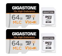 [10x Haute Endurance] GIGASTONE Industriel MLC Carte Mémoire 64 Go, Lot de 2 Cartes, pour Caméra de Surveillance, Dashcam, 4K Vidéo, Vitesse 100 Mo/s, U3 V30 [5 Ans Récupération de données Gratuite]