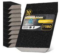 10x Instalguru Éponge Abrasive Bloc Ponçage 110 mm × 90 mm × 25 mm P180 4 Côtés Ponçage Vernis Bois Métal Enduits Mastic Rénovation Surface Lisse Préparation Peinture