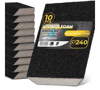 10x Instalguru Éponge Abrasive Bloc Ponçage 110 mm × 90 mm × 25 mm P240 4 Côtés Ponçage Vernis Bois Métal Enduits Mastic Rénovation Surface Lisse Préparation Peinture