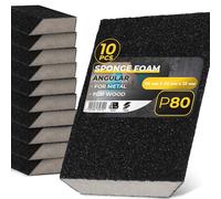 10x Instalguru Éponge Abrasive Bloc Ponçage 110 mm × 90 mm × 25 mm P80 4 Côtés Ponçage Vernis Bois Métal Enduits Mastic Rénovation Surface Lisse Préparation Peinture