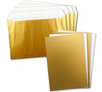 10x Kit de cartes individuelles XXL en DIN A4 (21 x 29,7 cm) avec enveloppes en DIN C4 - Or métallique - Enveloppe autocollante - pour cartes de vœux, diplômes, bons cadeaux