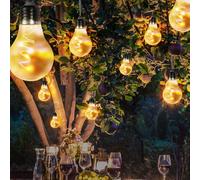 Chaîne lumineuse solaire à LED, ampoules à incandescence, chaîne lumineuse d'extérieur, lampe solaire, piquet de terre, 2 modes, 10x LED blanc chaud, L 380 cm