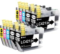 10x LC421 LC421XL Pack de Cartouches de Valeur Compatibles avec Brother LC421 LC421XL LC-421XL LC-421XLVAL LC421XLVAL pour Brother DCP-J1050DW MFC-J1010DW DCP-J1140DW (4Noir 2Cyan 2Jaune2 Magenta)