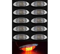 10x LED 24V Chrome Cadre Rouge Feux de gabarit arrière côté clair objectif Camion Remorque Chassis caravane