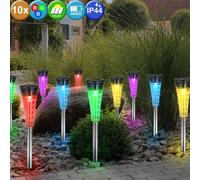 10x LED Extérieur Fiche Erdspieße Inox Jardin Variateur de Couleur Lampe Solaire