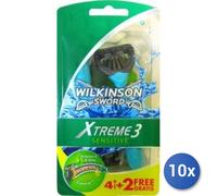 10x Lot Wilkinson Rasoir Jetable Extreme3 Sensitive, 4+2 Pièces
